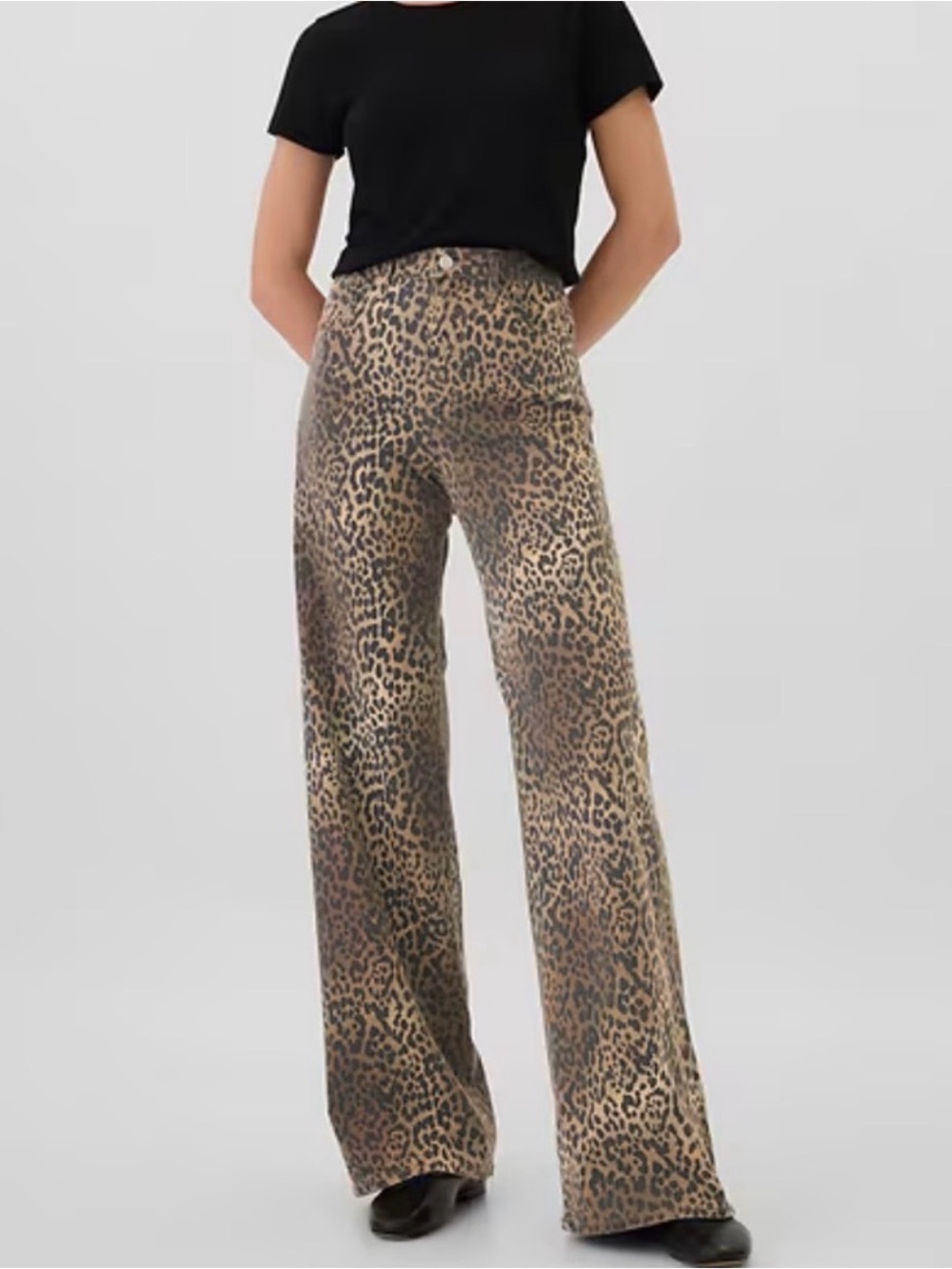 GAP Women's Leopard Print Wide-Leg Jeans — Brown/Black